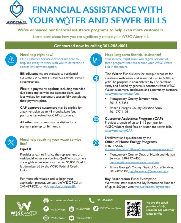 Financial Assistance with Your Water and Sewer Bill
