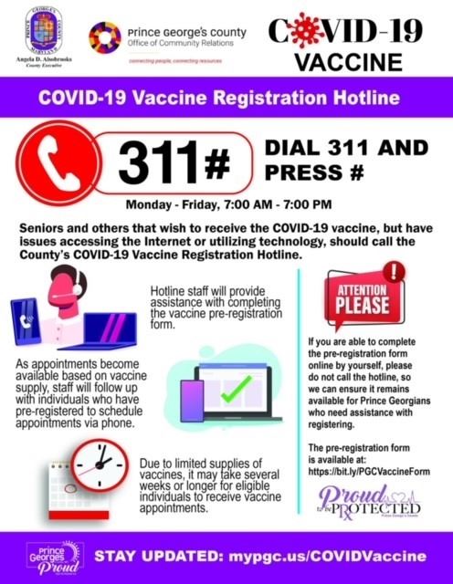 Visit the Prince George's County COVID-19 Vaccine Registration page