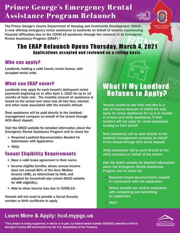 Visit the Prince George's County Emergency Rental Assistance Program page